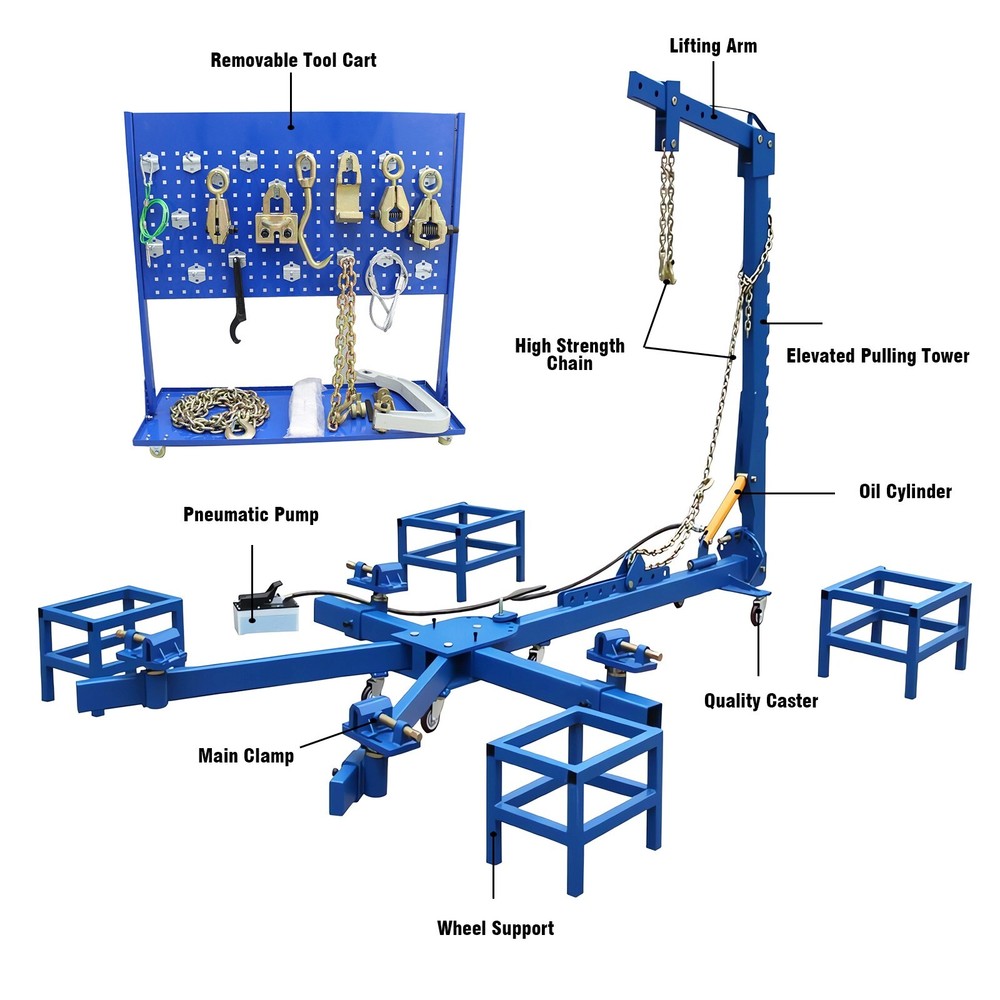 Auto Body Frame Puller Straightener Car Frame Machine 7716lbs Loading Capacity