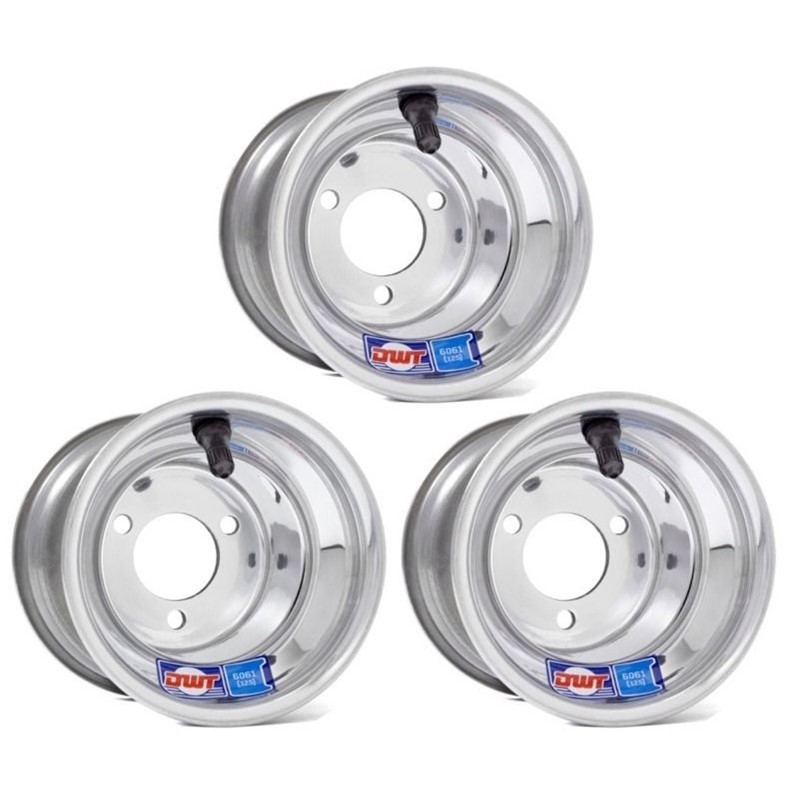 DWT Polished 8" Front & Rear Wheels Rims Yamaha Tri Moto 225DX ATC 3 Wheeler