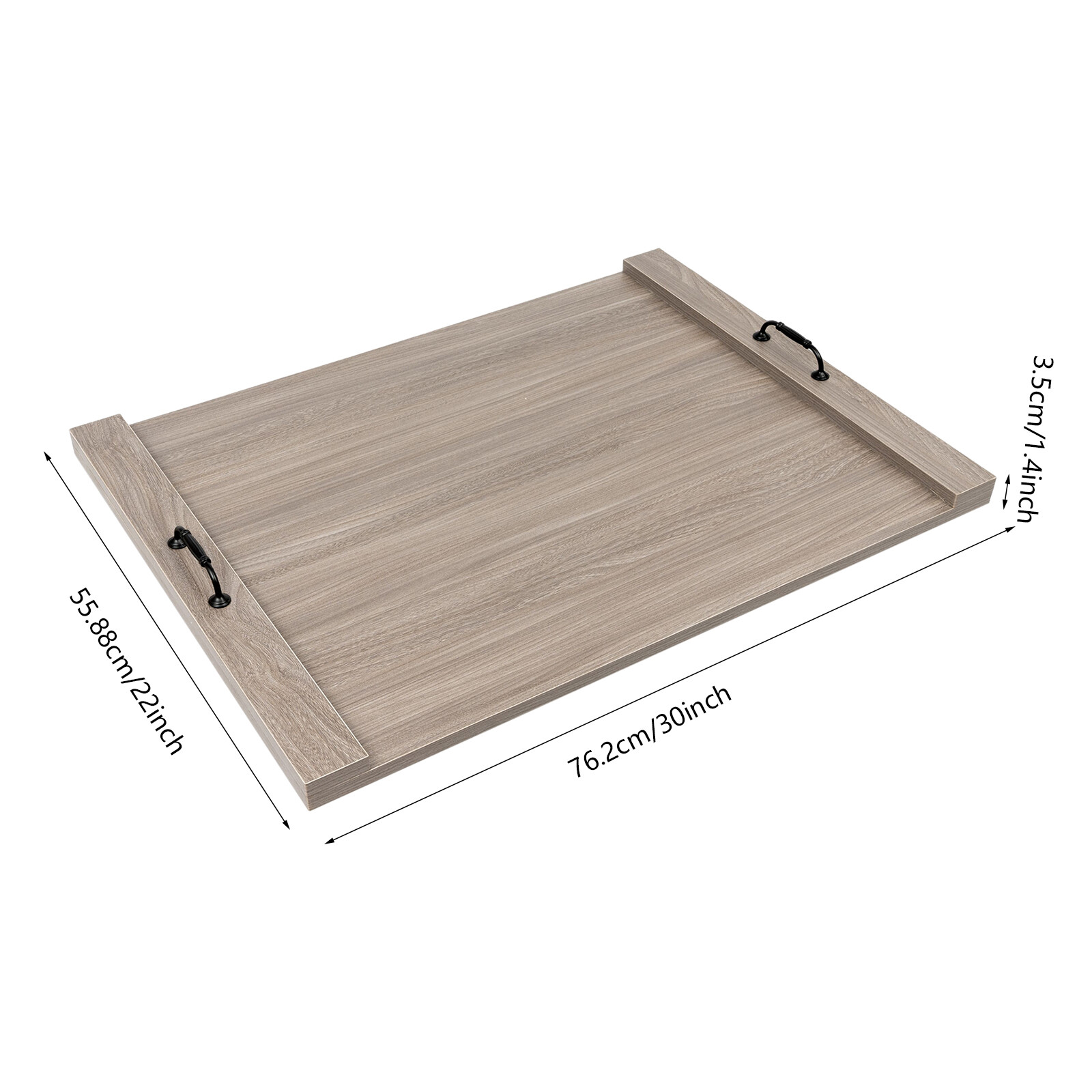 Stylish Grey Wood Noodle Board Stove Cover with Handles - Extra Counter Space