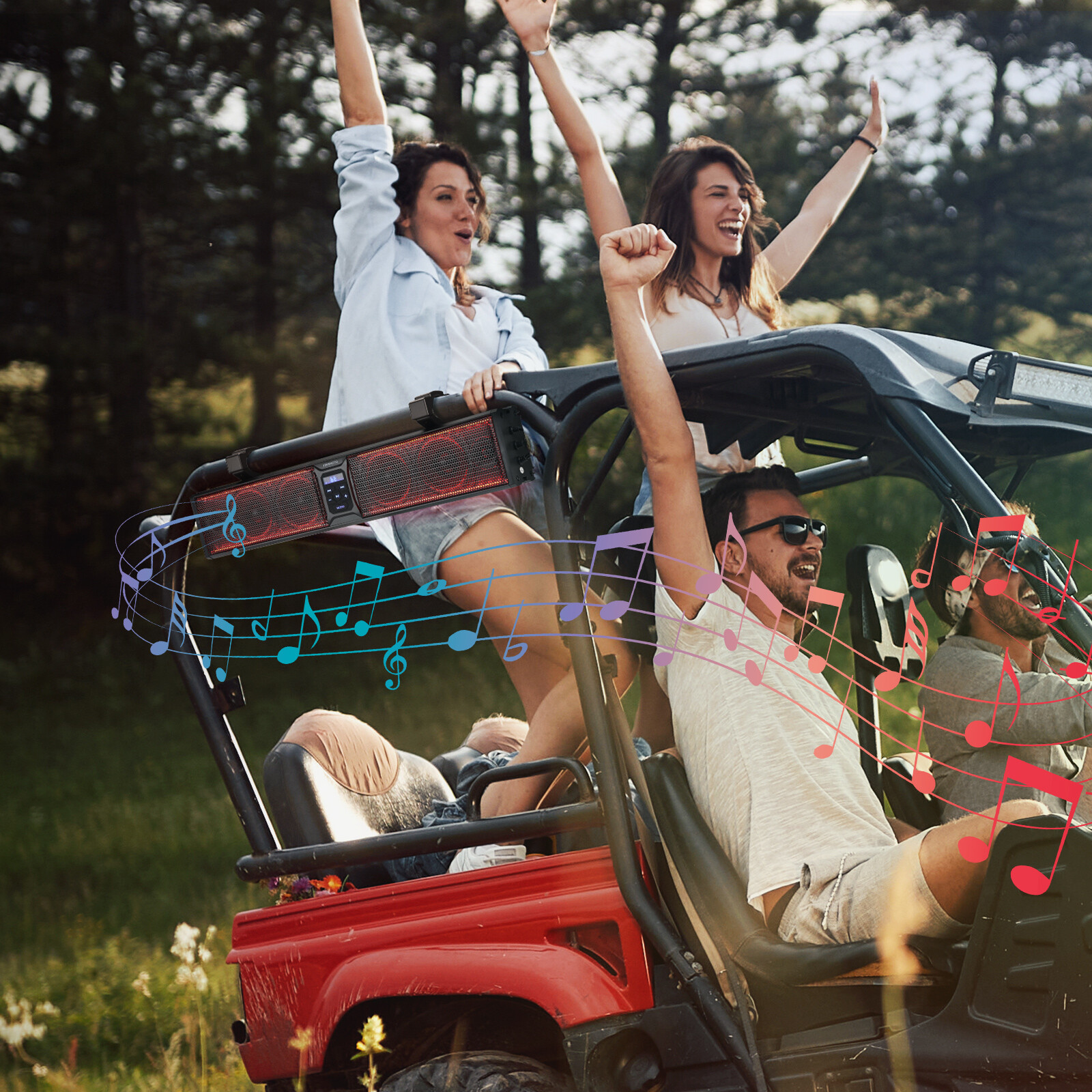 26in RGB UTV Sound Bar 500W Speaker Wireless Sound System For Polaris Golf Cart