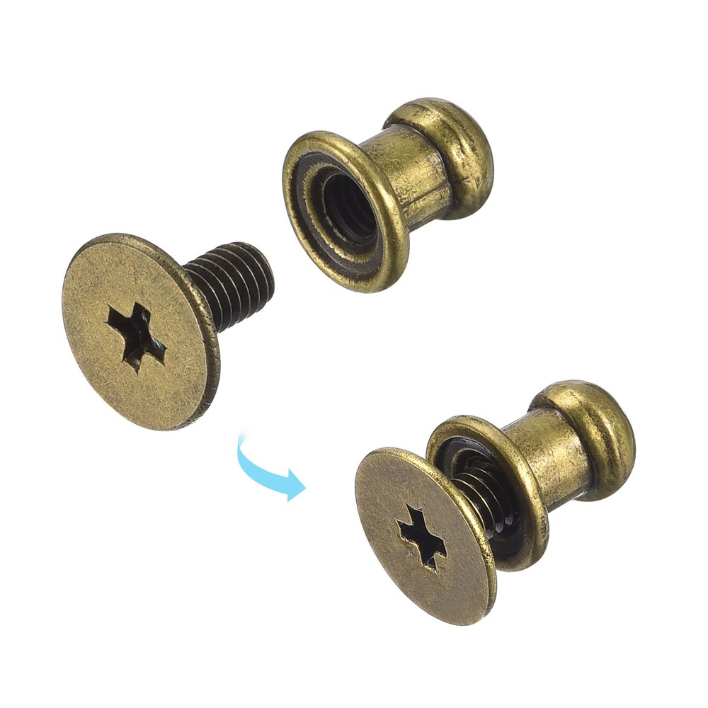5mm Ball Head Stud Rivets Screw Back, 50Pack Round Head Button, Bronze Tone