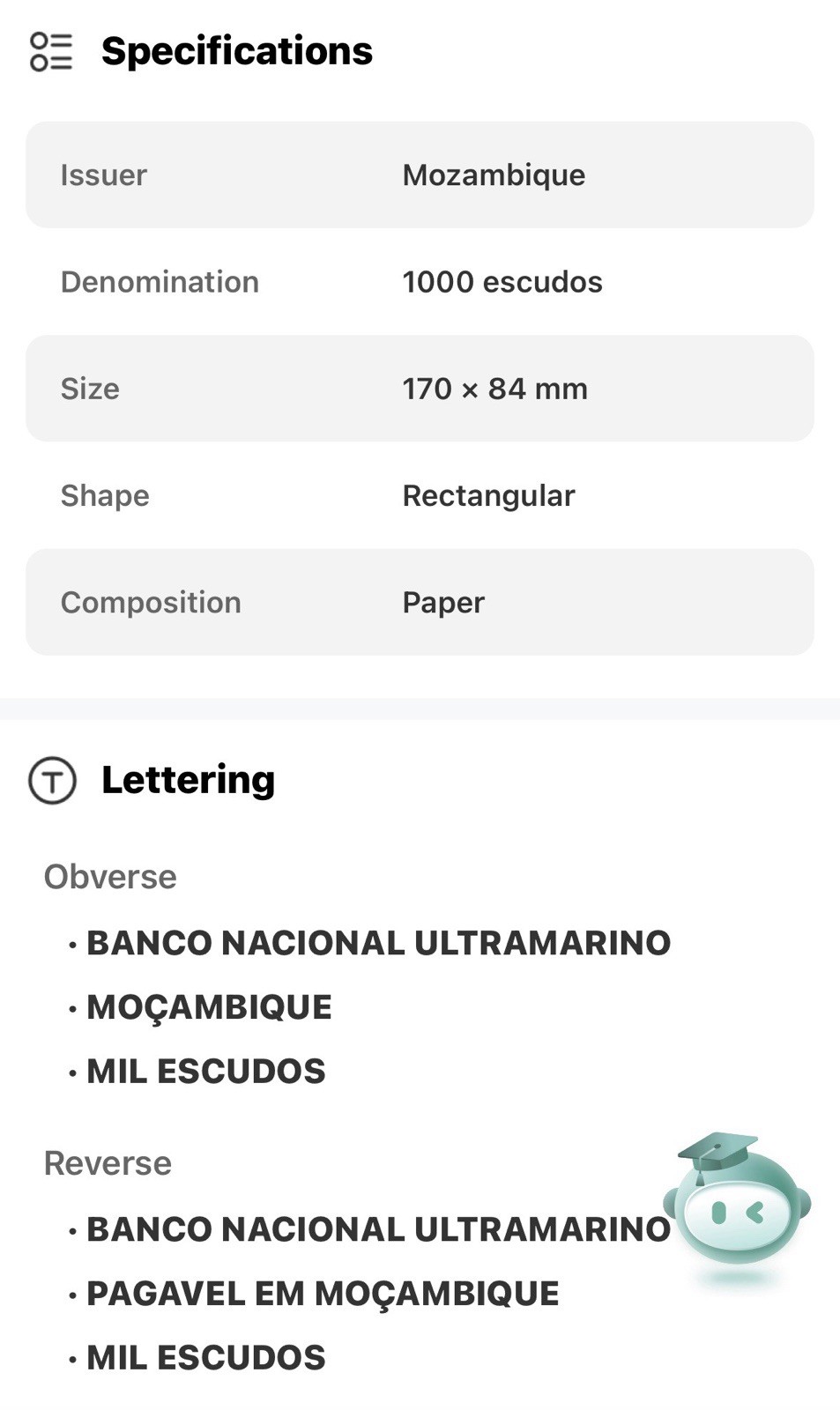 Aviation Large Mozambique Currency *UNC* sequential 1000 Escudos 1972 Banknote