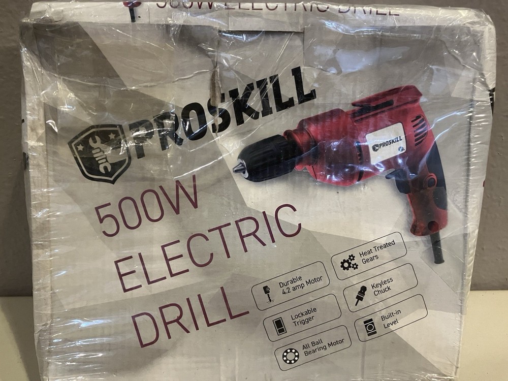 Proskill 500W Electric Drill 4.2 Amp 3/8" Keyless Chuck PS-DD1 Variable Speed