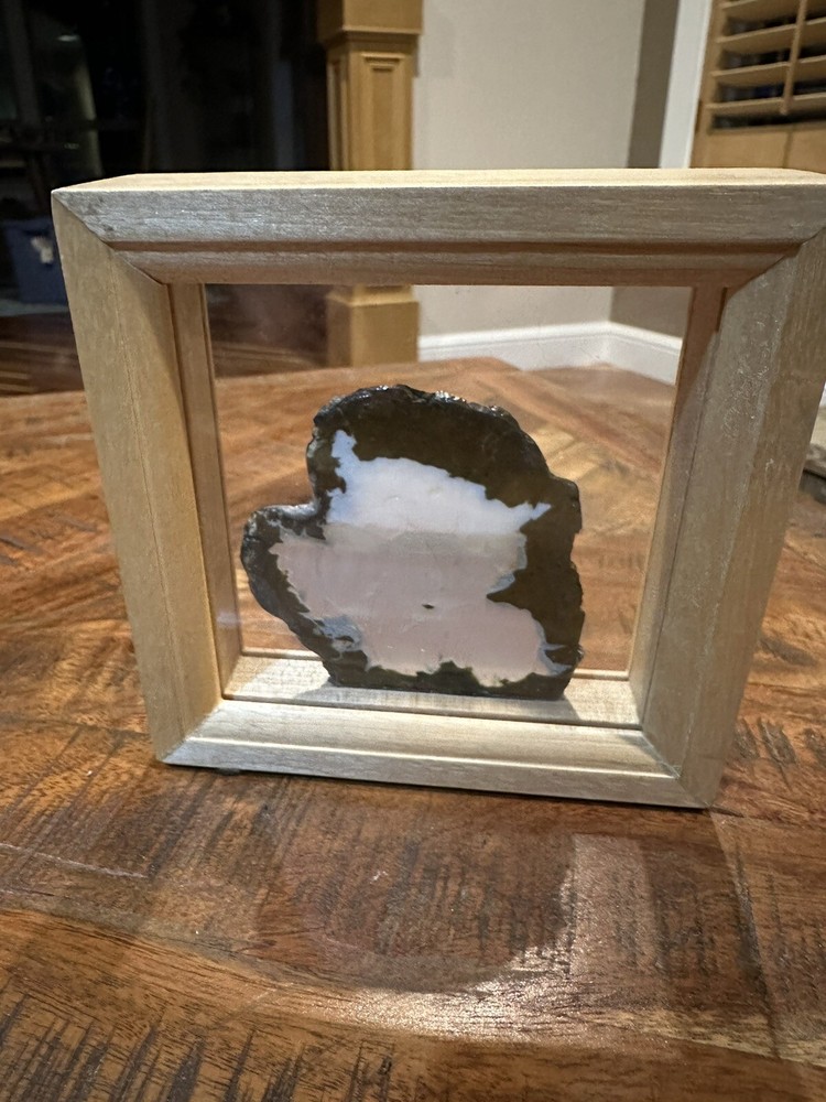 Oregon Thunder Egg Slice Polished Stone Framed 3” X 3”