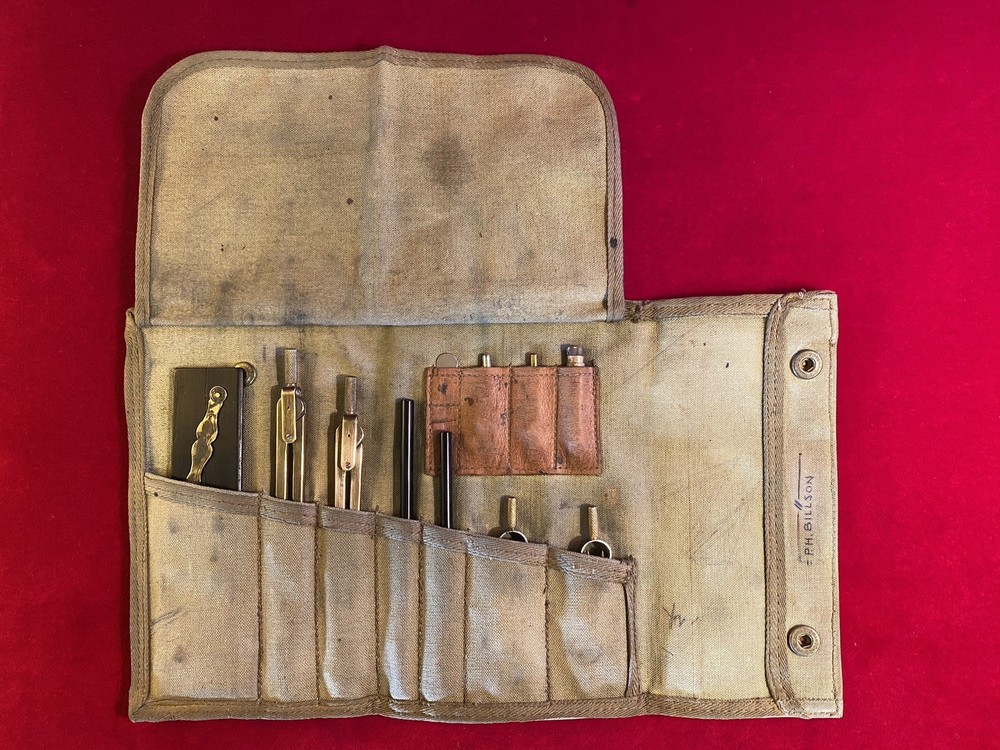WW2 British Army Canvas Technical Drawing Set Compasses Maps Plans Artillery