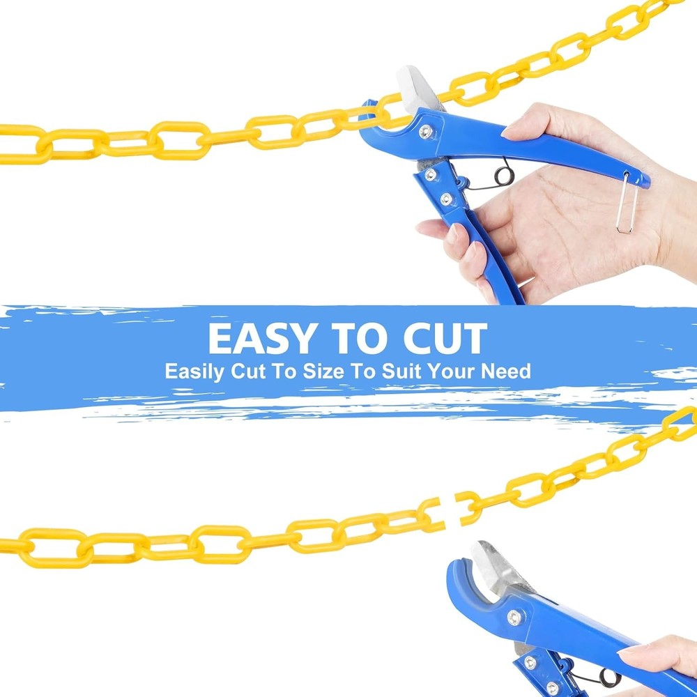 50FT Plastic Chain, Yellow Chain Links, Waterproof 50FT,