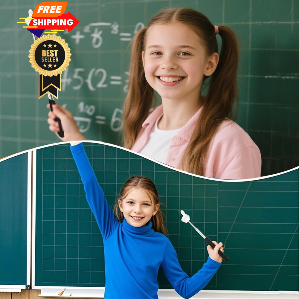 2Pcs Telescopic Teachers Pointer, Mini Pointer Finger Retractable, Black