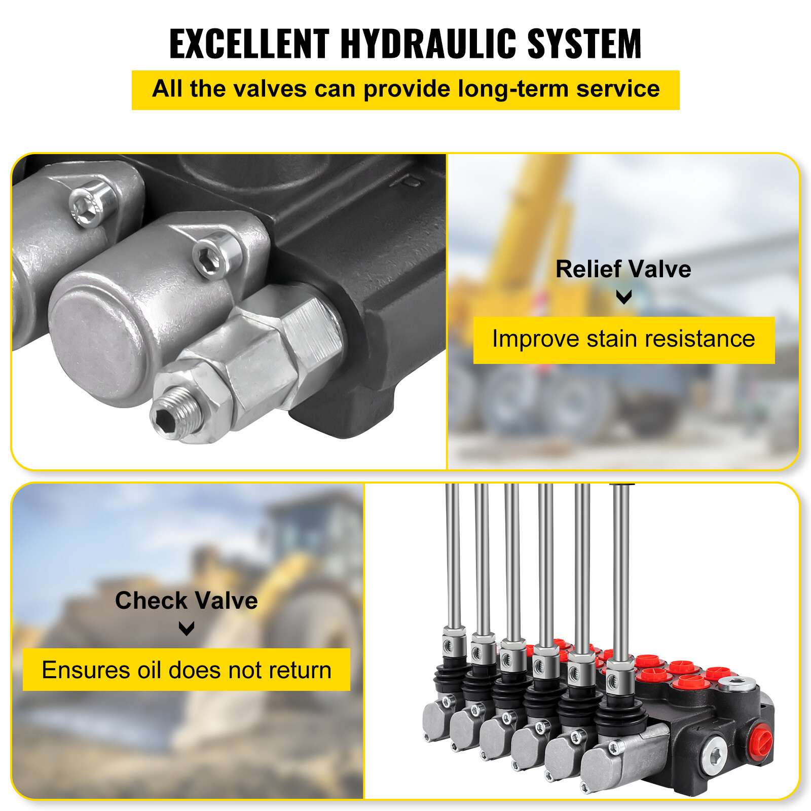 Hydraulic Backhoe Directional Control Valve w/ 2 Joysticks, 6 Spool, 11 GPM