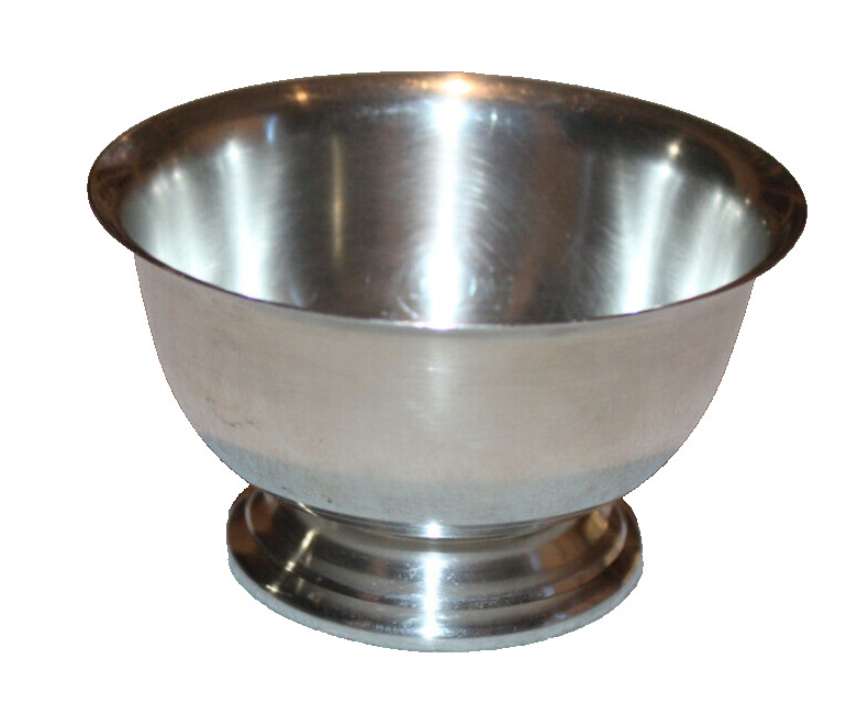 vintage Poole Silver #527 small 4" footed bowl EPC silverplate