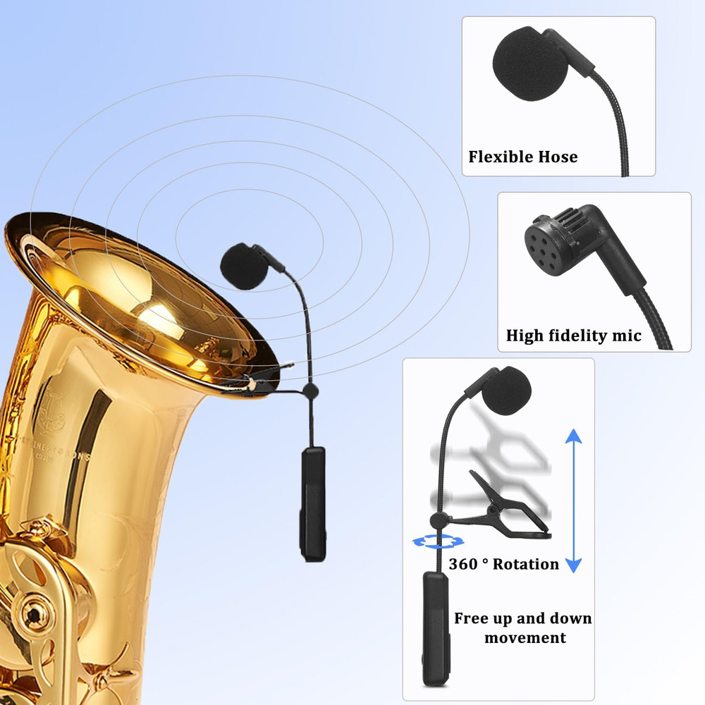 2.4G Wireless Instruments Microphone Saxophone Microphone Portable Handheld Mini