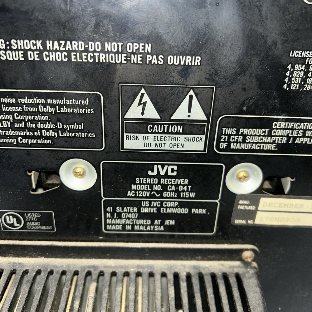 JVC MX-D4T Tuner Component Amp 3 Disc CD/Cassette Player Hi Fi System - POWERS