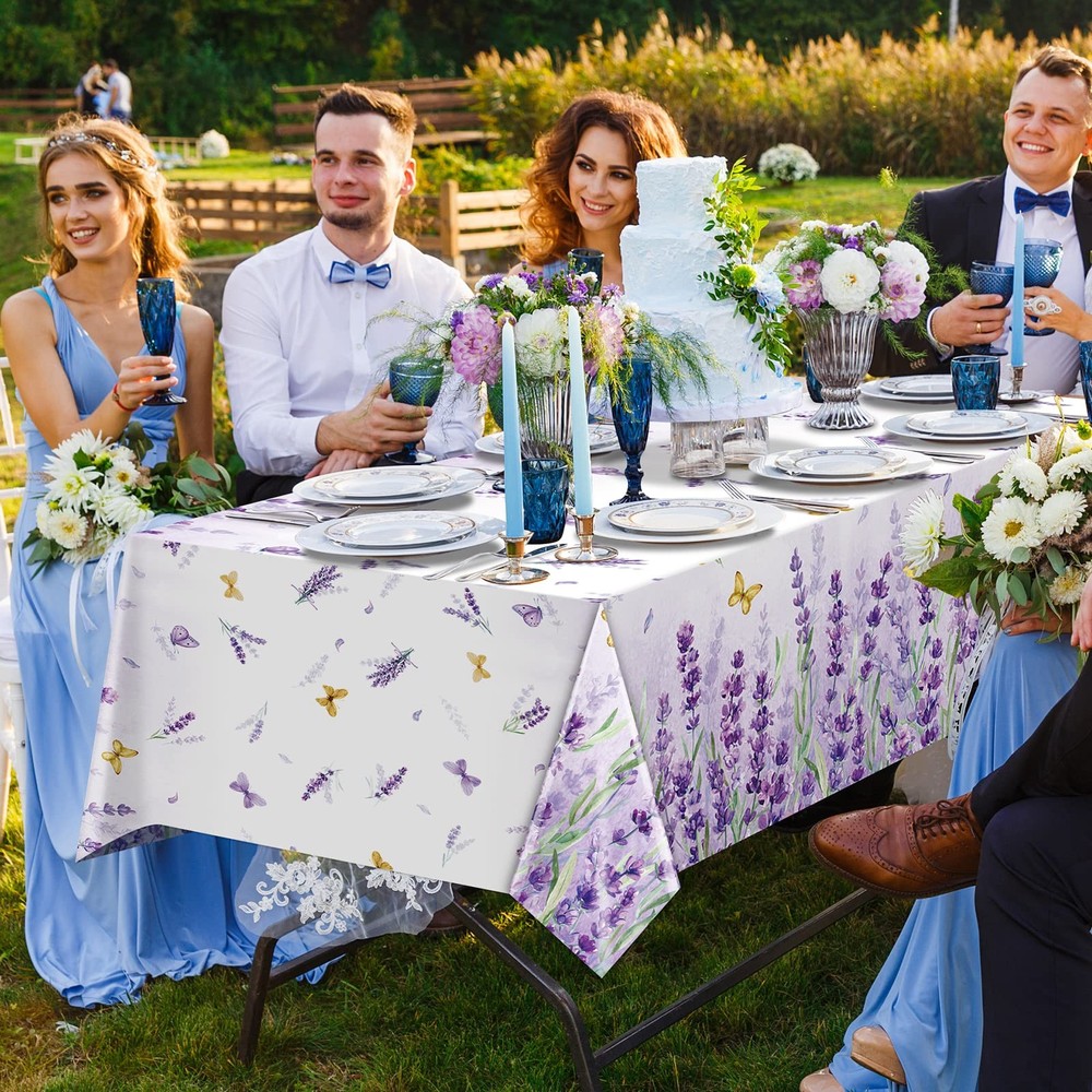 3 Pack Spring Summer Lavender Plastic Tablecloth Party 3 Pack,
