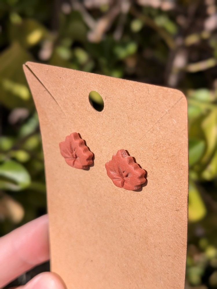 Polymer Clay Fall Autumn Leaf Stud Earrings