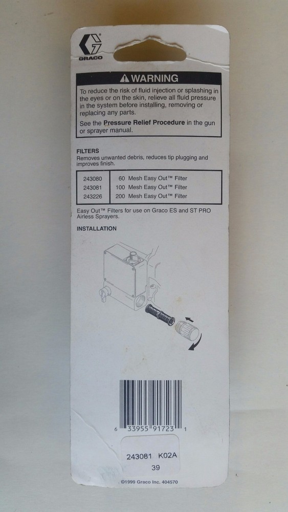 GRACO EASY OUT FILTER 100 MESH CAT#243081