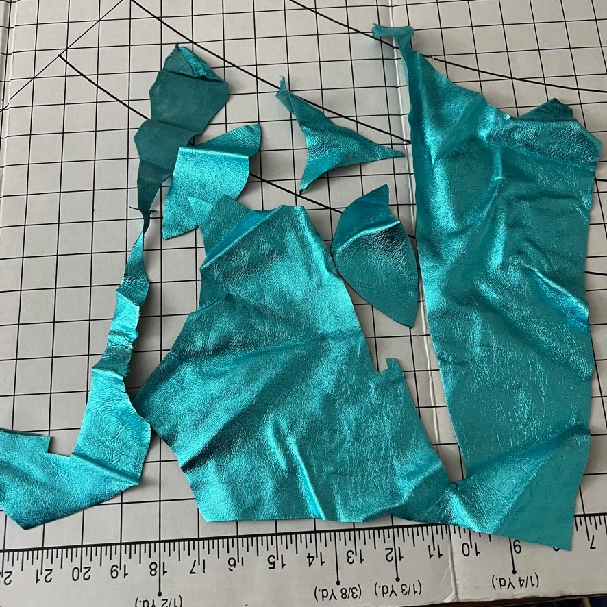 Turquoise Leather Scraps Fabrics