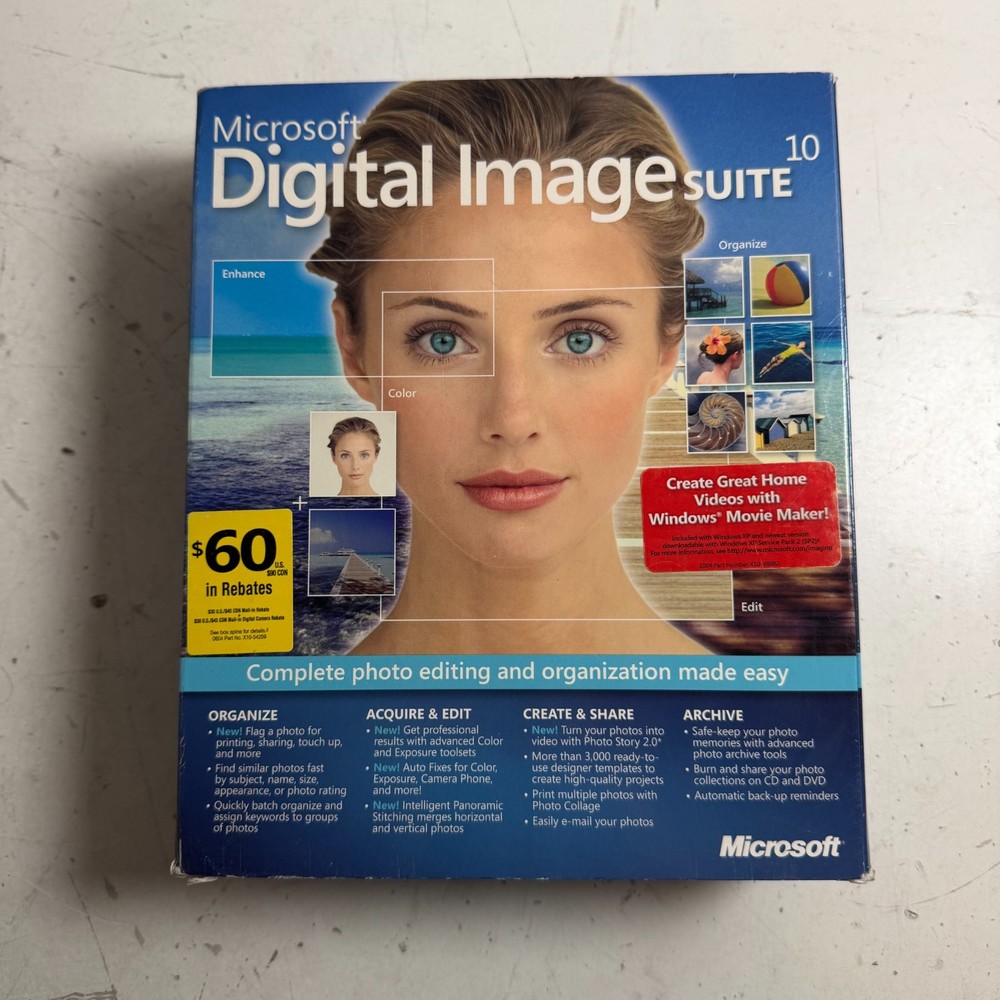 Microsoft Digital Image Suite 10 Software Package for Photo Editing - Sealed