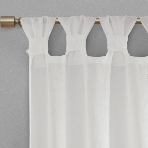 AS (Only 1 Pc Panel) Floral Embellished Cuff Tab Top Solid Curtain Panel 50x63"