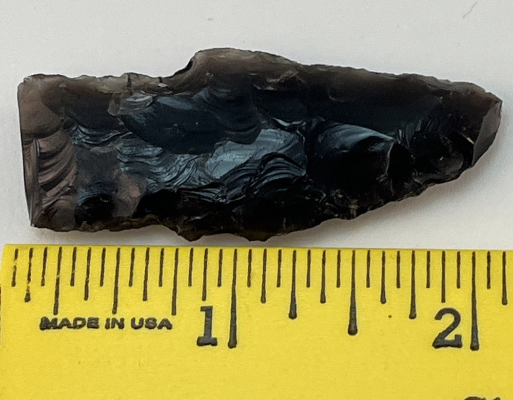 Obsidian Black Arrowhead Spearhead - Age Unknown