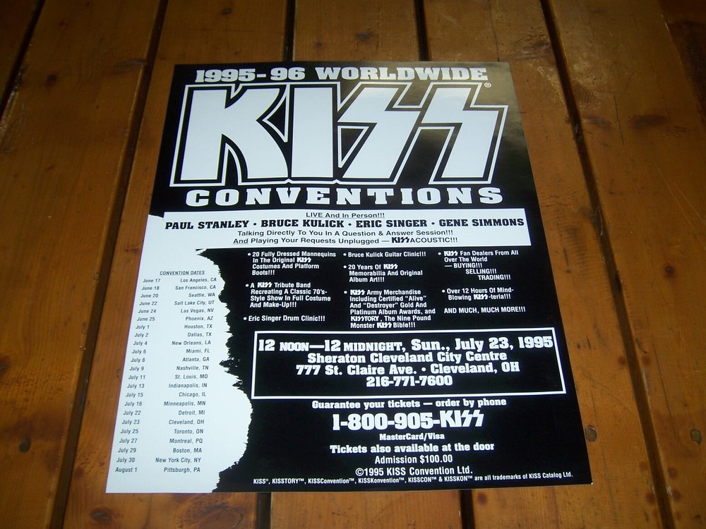 Cleveland Ohio MINT Original 1995 Kiss Conventions Tour Vintage Concert Poster