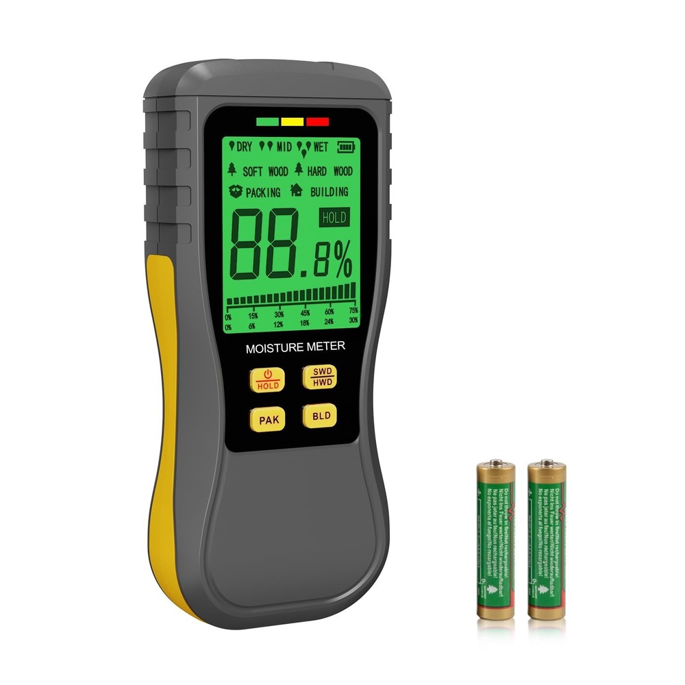 Pinless Moisture Meter, Digital Wood Moisture Tester, Non-Destructive Inducti...