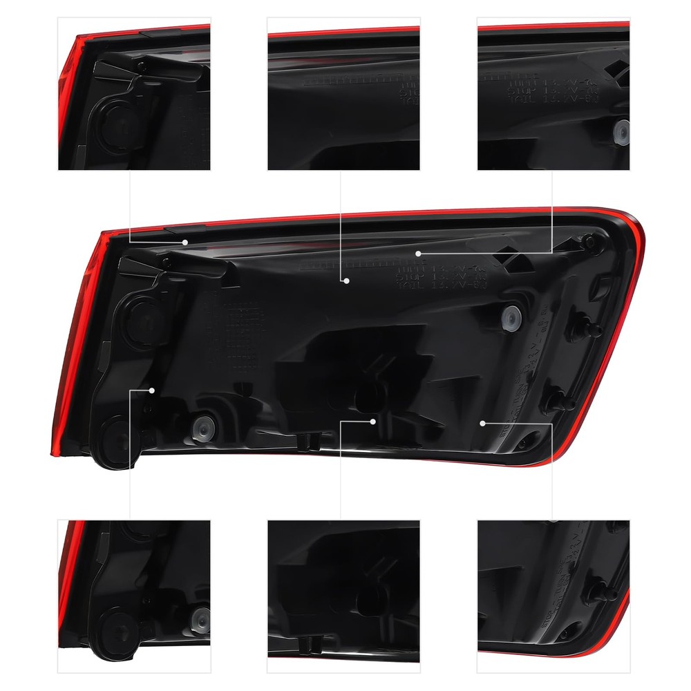 2015-2016 A3 LED Taillamp Assembly Left Side Black Red Clear LH