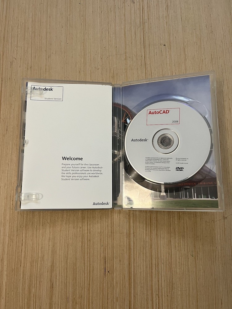 Autodesk AutoCAD Student Version 2008 As Is Read