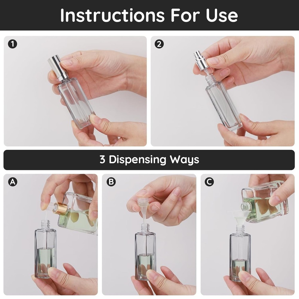 2PCS 20ml Travel Perfume Atomizer Refillable Mini Cologne Spray Bottle Empty