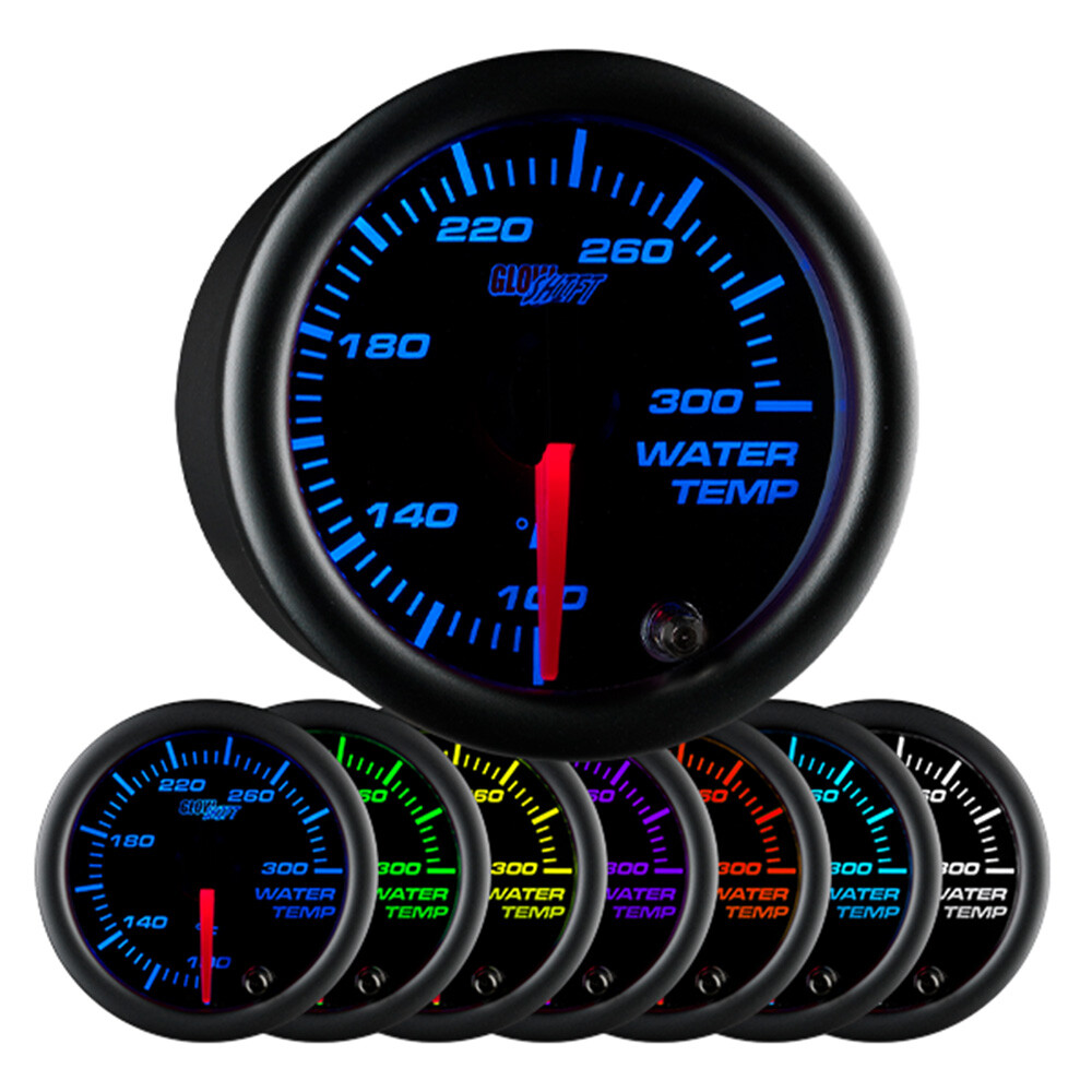 GlowShift 52mm Black 7 Color LED Water Coolant Temperature Temp Gauge Meter - °F