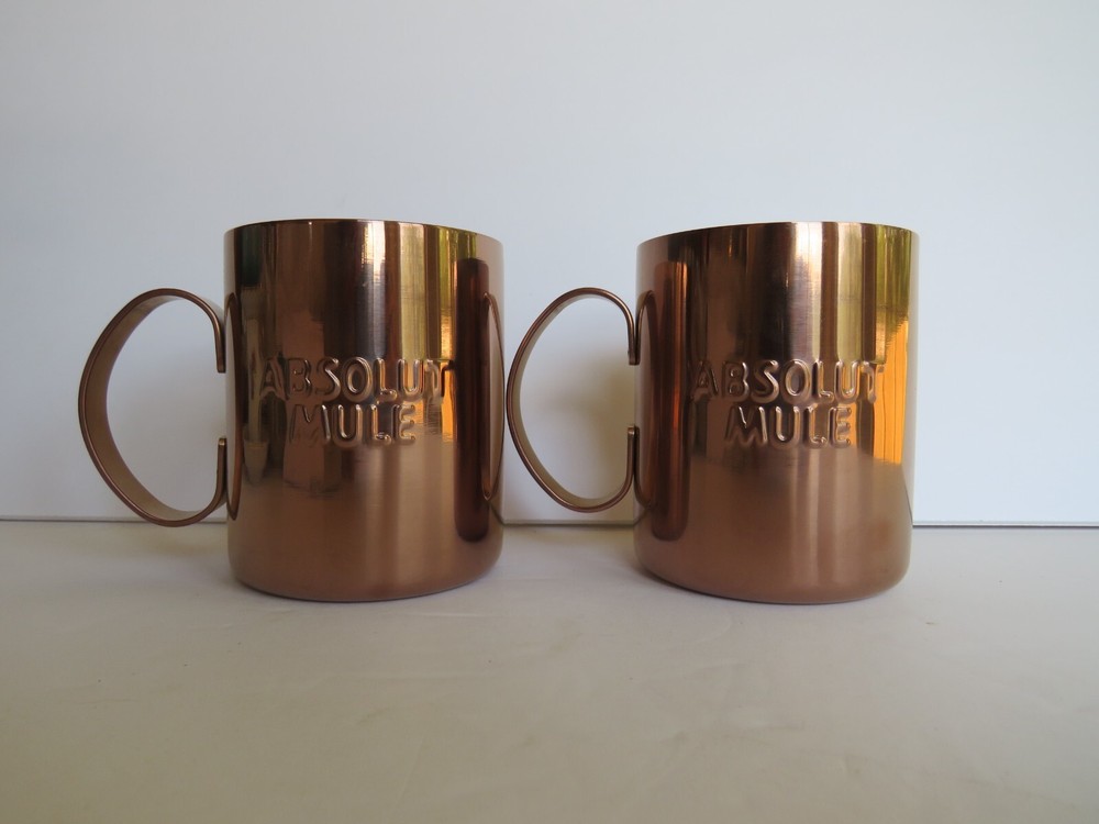 2 NIB Absolut Mule Copper Mug ~ Embossed
