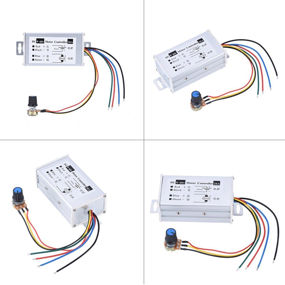 2Pcs DC Brush Motor Stepless Variable Speed Controller Switch 20A DC9V-60V HOT