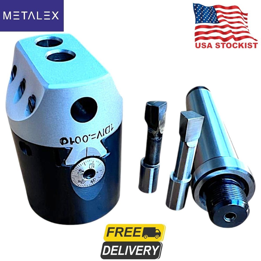 1.5" Precision Adjustable Boring Head Set With MT2 Shank & HSS Carbide Tool Bit