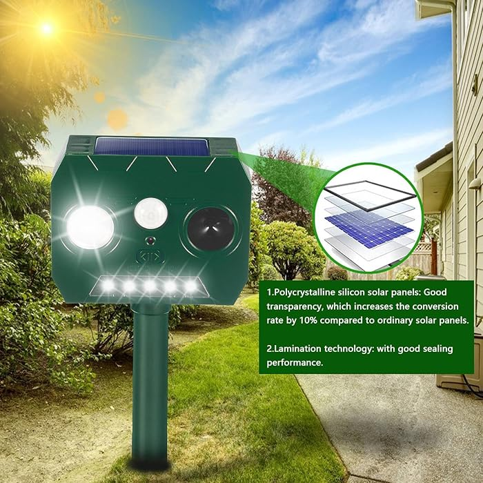2PACK Ultrasonic Animal Repeller Solar Power Pest Mole Gopher cat pest Sensor