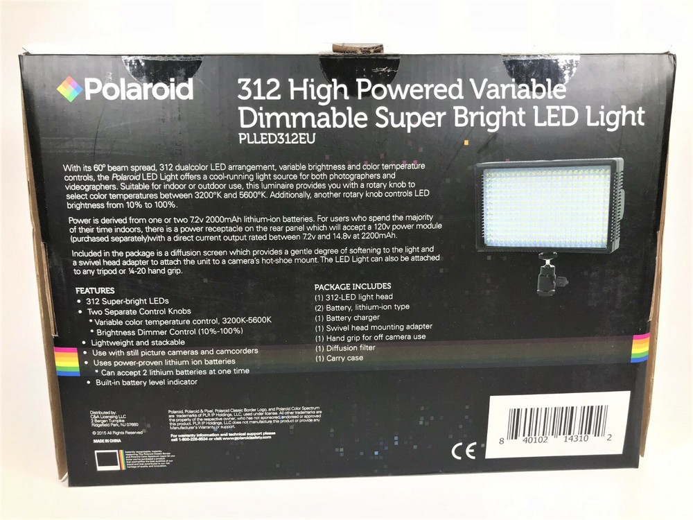 Polaroid 312 High Powered Variable Dimmable Super Bright LED Light