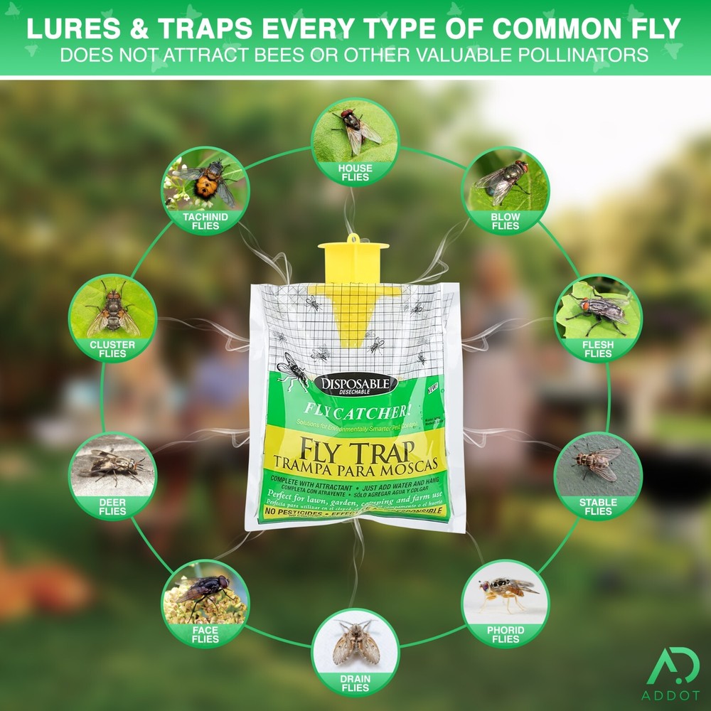 10 Pack Outdoor Hanging Fly Traps - Disposable, Effective Bug Control