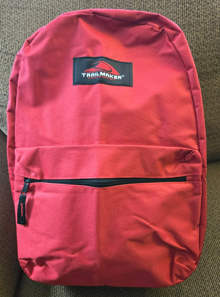 Trail maker Classic 17 Inch Backpack with Adjustable Padded Shoulder Straps RED