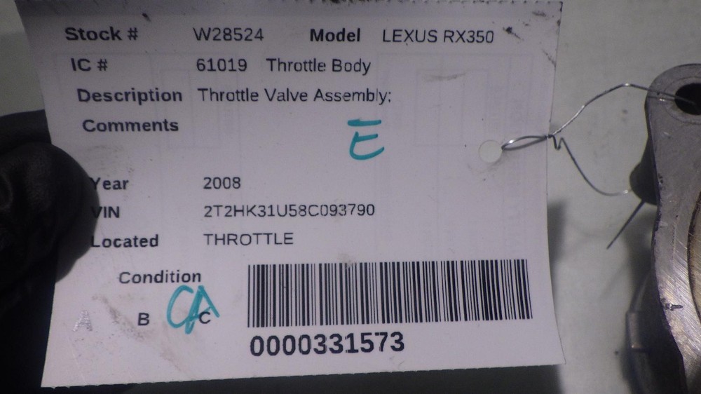 08 LEXUS RX350 Throttle Body