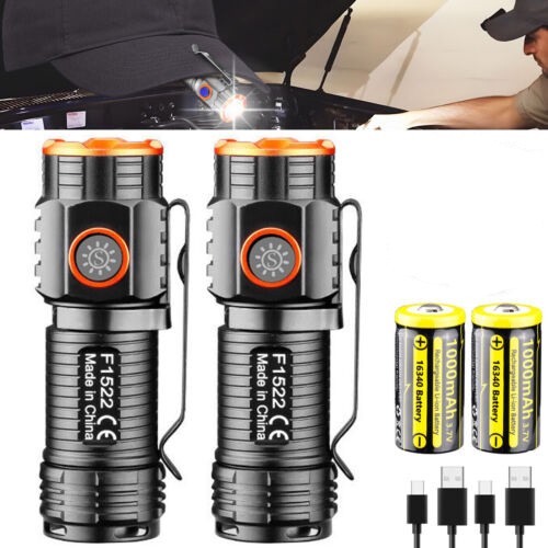 90000LM Tactical LED Mini Pocket Magnet Flashlight Rechargeable EDC Hat Headlamp