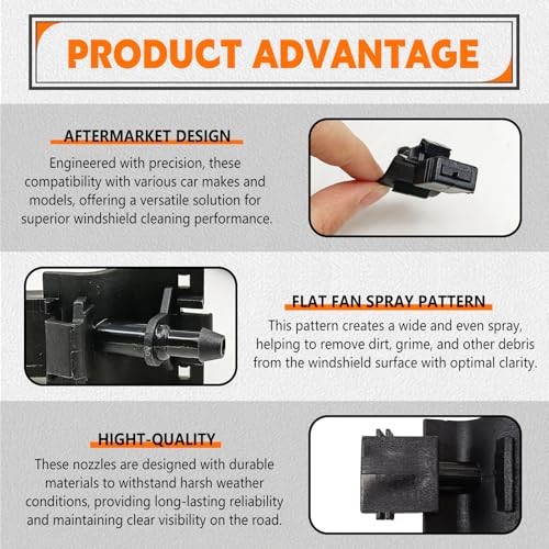2PCS Front Windshield Washer Nozzles Kit compatible with Toy0ta 2007-2023