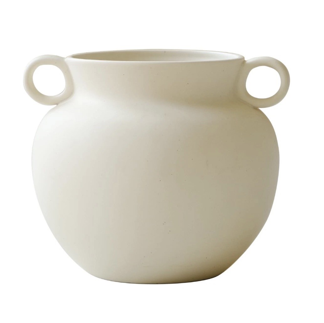 Round-Shape with Ear Wide Mouth Vase, Honey Pot-Shaped Decorative Plant Pot, ...