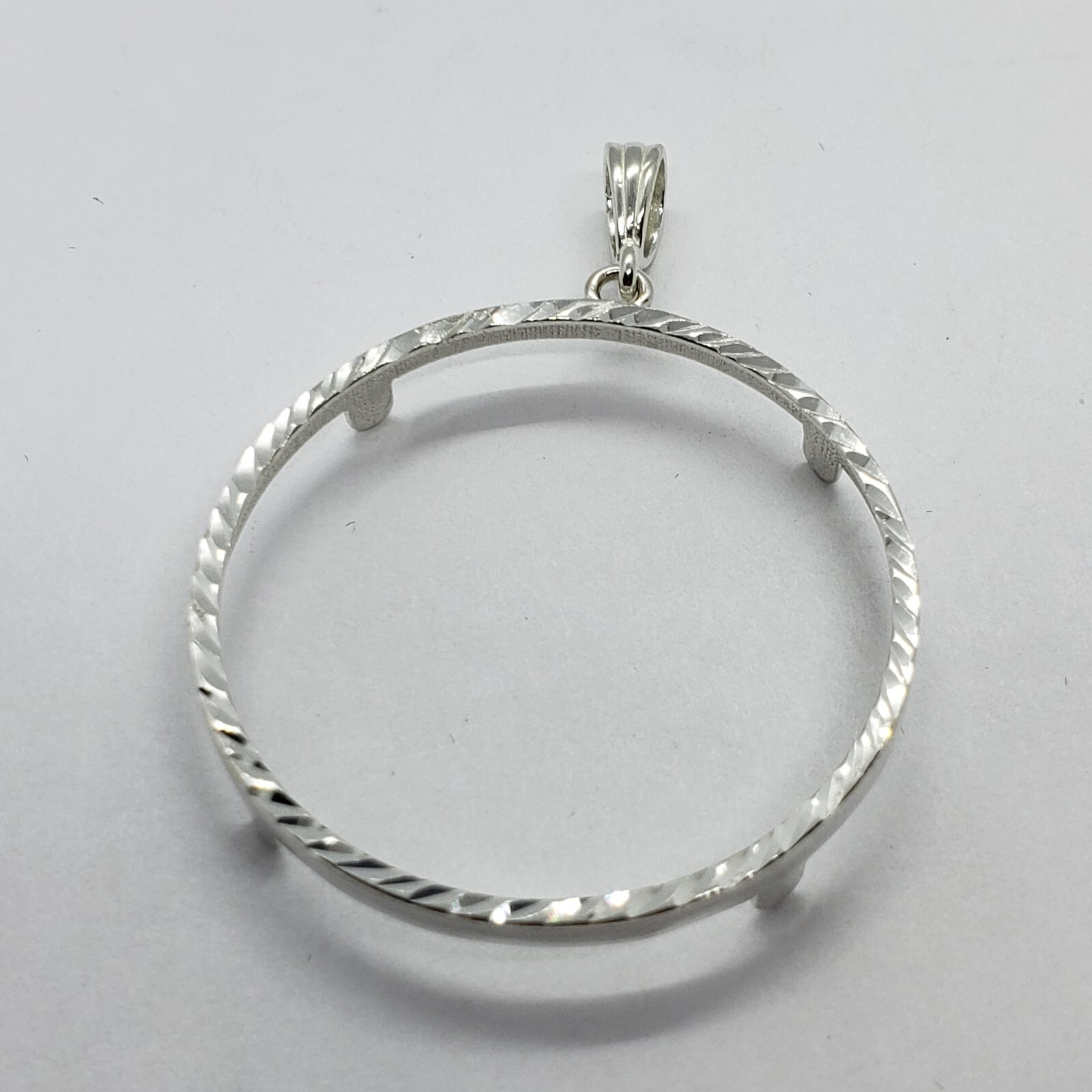Sterling Silver 1 Onza Plata Libertad 36 mm Coins Bezel Prong Back Diamond Cut