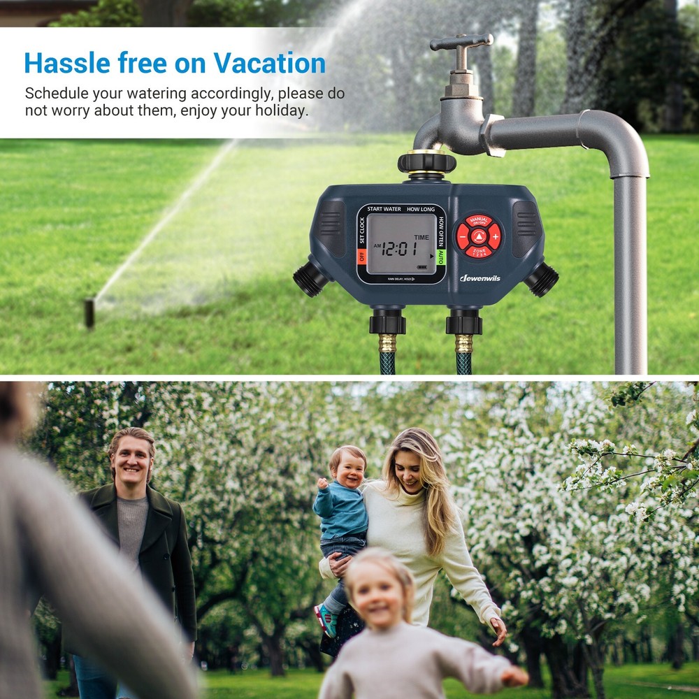 DEWENWILS Sprinkler Timer 4 Zone , Outdoor Garden Water Hose Timer Programmable
