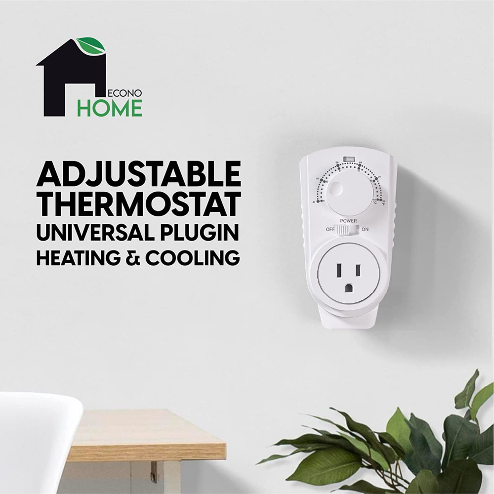 Adjustable - Universal Plugin Heating & Cooling Thermostat - Compatible with Mos
