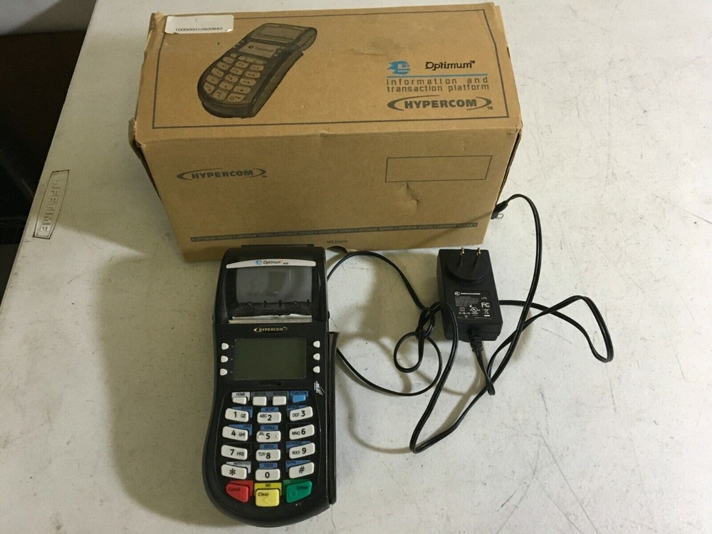 Hypercom T4220 CREDIT / DEBIT CARD READER PRINTER T4220 ORIGINAL BOX POWER CORD