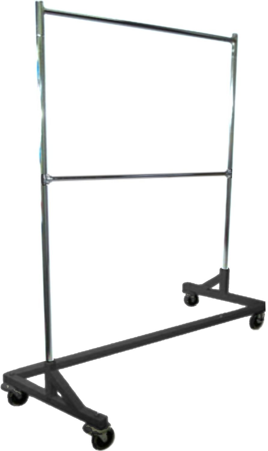 5' Foot Adjustable Height Commercial Double-Rail Rolling Z Rack Chrome & Black