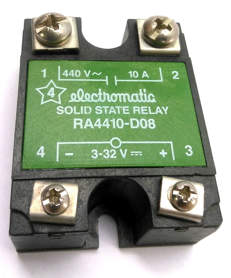 Electromatic RA4410-D08 Solid-State Relay, Control: 3-32VDC, Output: 440VAC 10A
