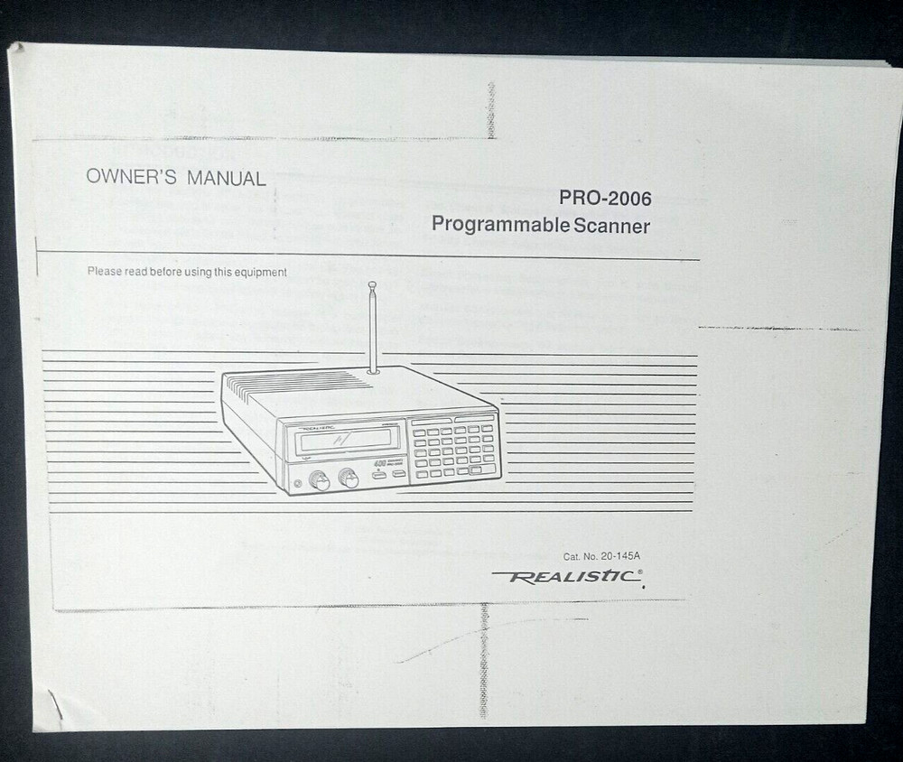 RADIO SHACK PRO-2006 INSTRUCTION OPERATING MANUAL 1990