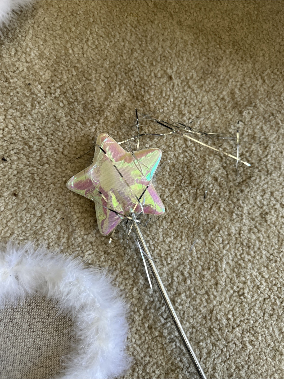 Halloween Costume Angel Wings Headband Star Wand Tinsel White Adult Child