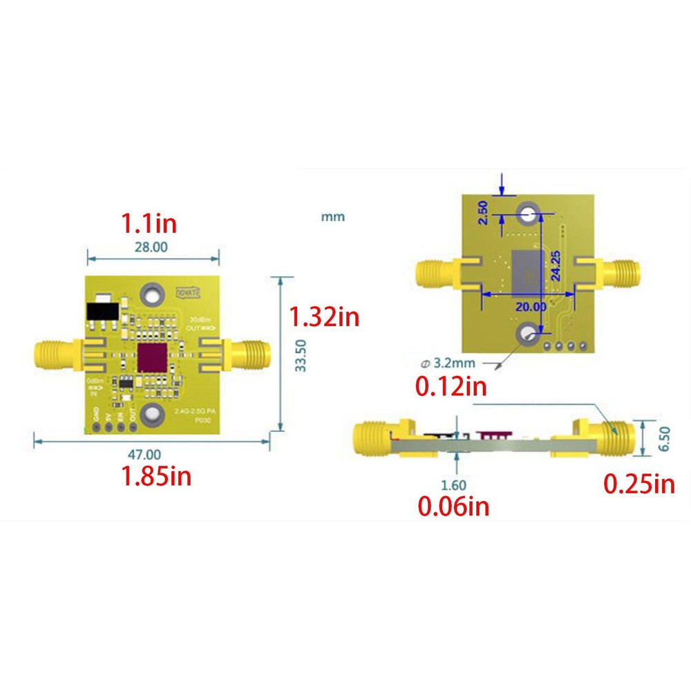SKY65135 High Frequency Unidirectional RF Signal Amplifier Booster 1W RF Module
