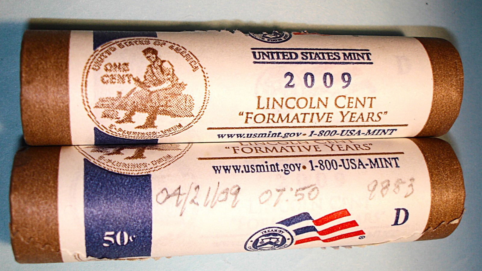 TWO (2) BU U.S. MINT Rolls LP2 2009-D FORM. YEARS 1¢ CENTS
