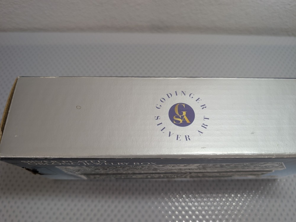 Godinger Silver Plated Oblong Jewelry Box with Mirror and Compartments